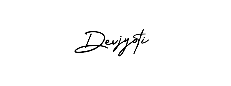 The best way (AmerikaSignatureDemo-Regular) to make a short signature is to pick only two or three words in your name. The name Devjyoti include a total of six letters. For converting this name. Devjyoti signature style 3 images and pictures png