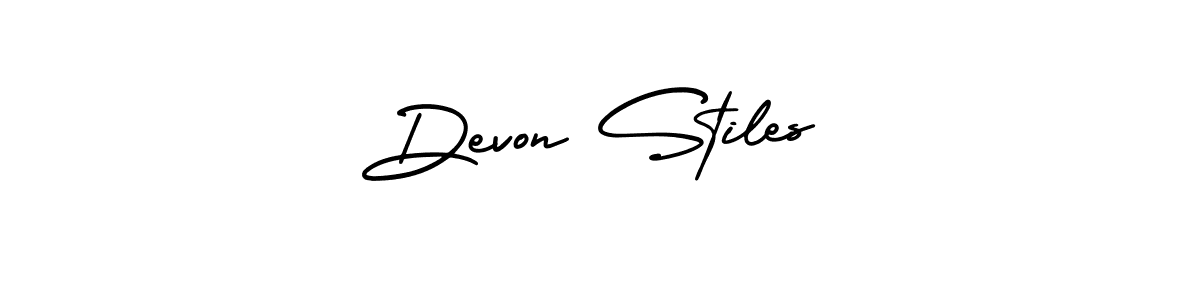 The best way (AmerikaSignatureDemo-Regular) to make a short signature is to pick only two or three words in your name. The name Devon Stiles include a total of six letters. For converting this name. Devon Stiles signature style 3 images and pictures png