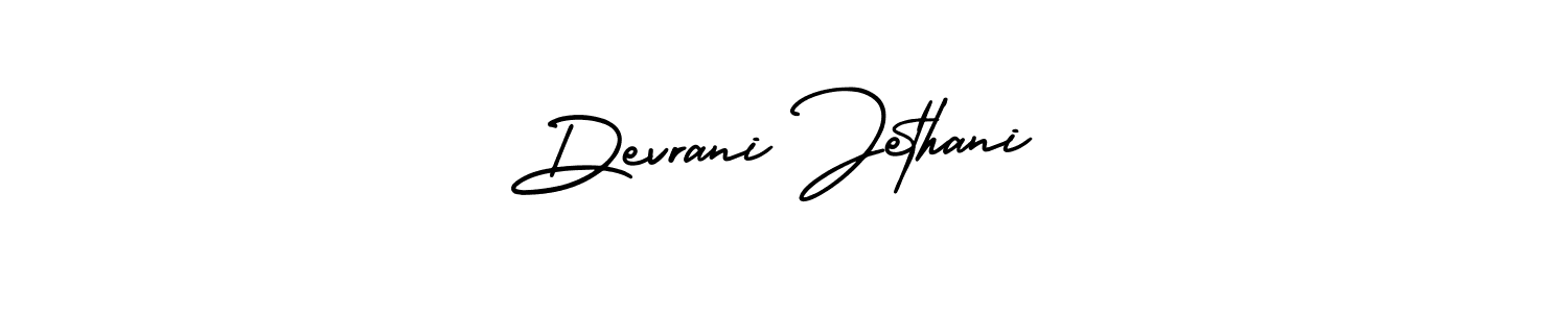 The best way (AmerikaSignatureDemo-Regular) to make a short signature is to pick only two or three words in your name. The name Devrani Jethani include a total of six letters. For converting this name. Devrani Jethani signature style 3 images and pictures png