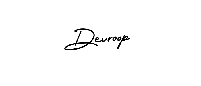 How to make Devroop name signature. Use AmerikaSignatureDemo-Regular style for creating short signs online. This is the latest handwritten sign. Devroop signature style 3 images and pictures png