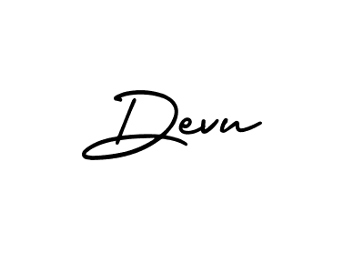 Use a signature maker to create a handwritten signature online. With this signature software, you can design (AmerikaSignatureDemo-Regular) your own signature for name Devu. Devu signature style 3 images and pictures png