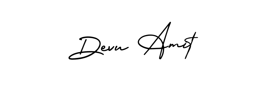 You should practise on your own different ways (AmerikaSignatureDemo-Regular) to write your name (Devu Amit) in signature. don't let someone else do it for you. Devu Amit signature style 3 images and pictures png