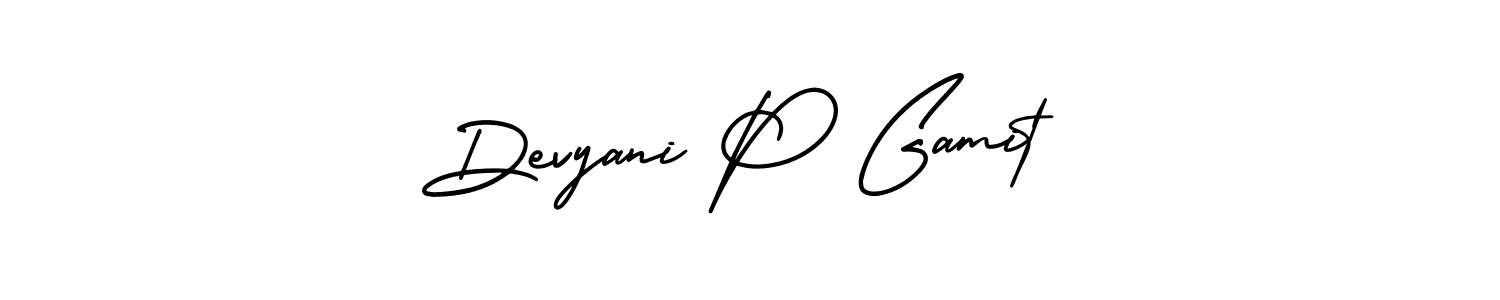 Use a signature maker to create a handwritten signature online. With this signature software, you can design (AmerikaSignatureDemo-Regular) your own signature for name Devyani P Gamit. Devyani P Gamit signature style 3 images and pictures png