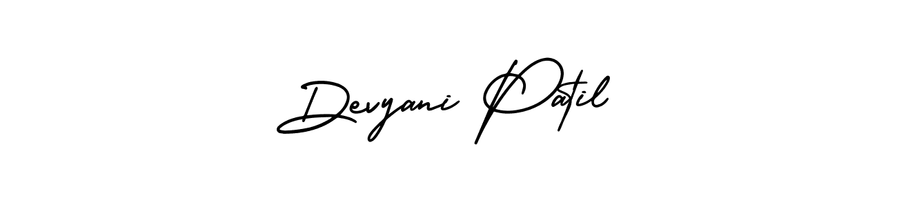 You should practise on your own different ways (AmerikaSignatureDemo-Regular) to write your name (Devyani Patil) in signature. don't let someone else do it for you. Devyani Patil signature style 3 images and pictures png