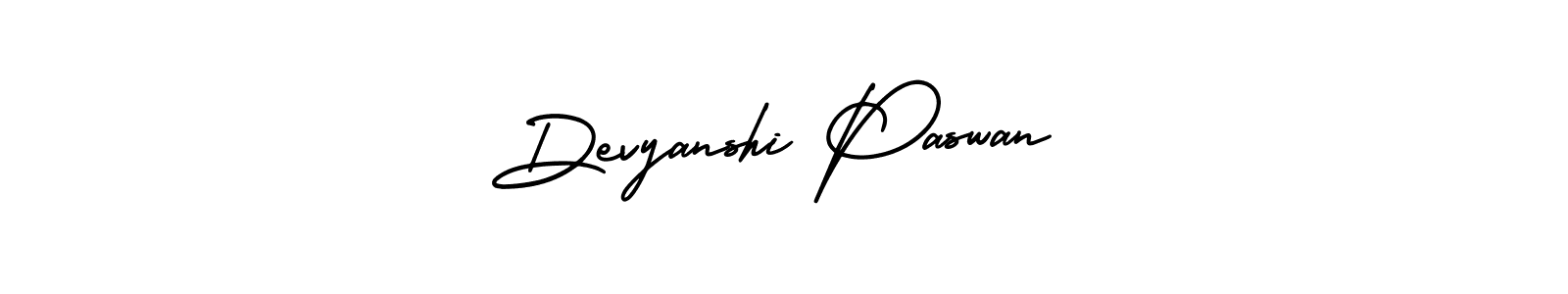 You should practise on your own different ways (AmerikaSignatureDemo-Regular) to write your name (Devyanshi Paswan) in signature. don't let someone else do it for you. Devyanshi Paswan signature style 3 images and pictures png