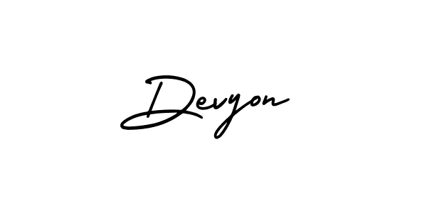 Make a beautiful signature design for name Devyon. With this signature (AmerikaSignatureDemo-Regular) style, you can create a handwritten signature for free. Devyon signature style 3 images and pictures png