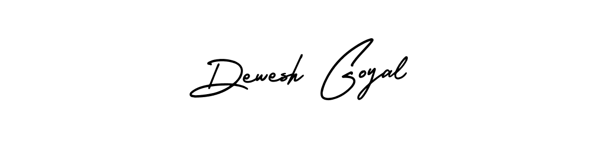 The best way (AmerikaSignatureDemo-Regular) to make a short signature is to pick only two or three words in your name. The name Dewesh Goyal include a total of six letters. For converting this name. Dewesh Goyal signature style 3 images and pictures png