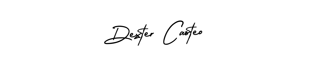 The best way (AmerikaSignatureDemo-Regular) to make a short signature is to pick only two or three words in your name. The name Dexter Casteo include a total of six letters. For converting this name. Dexter Casteo signature style 3 images and pictures png