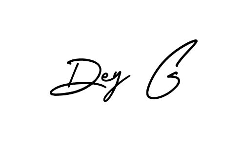 The best way (AmerikaSignatureDemo-Regular) to make a short signature is to pick only two or three words in your name. The name Dey G include a total of six letters. For converting this name. Dey G signature style 3 images and pictures png