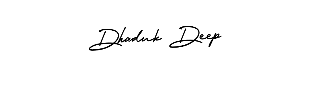 The best way (AmerikaSignatureDemo-Regular) to make a short signature is to pick only two or three words in your name. The name Dhaduk Deep include a total of six letters. For converting this name. Dhaduk Deep signature style 3 images and pictures png