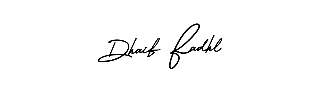 How to make Dhaif Fadhl name signature. Use AmerikaSignatureDemo-Regular style for creating short signs online. This is the latest handwritten sign. Dhaif Fadhl signature style 3 images and pictures png