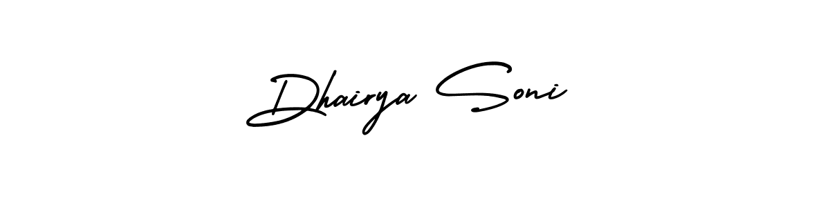 This is the best signature style for the Dhairya Soni name. Also you like these signature font (AmerikaSignatureDemo-Regular). Mix name signature. Dhairya Soni signature style 3 images and pictures png