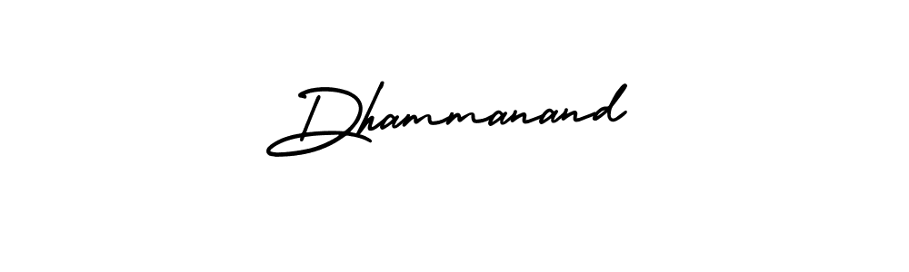 You should practise on your own different ways (AmerikaSignatureDemo-Regular) to write your name (Dhammanand) in signature. don't let someone else do it for you. Dhammanand signature style 3 images and pictures png