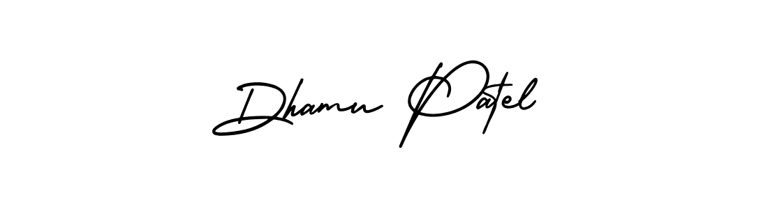 The best way (AmerikaSignatureDemo-Regular) to make a short signature is to pick only two or three words in your name. The name Dhamu Patel include a total of six letters. For converting this name. Dhamu Patel signature style 3 images and pictures png