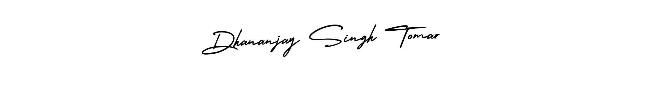 The best way (AmerikaSignatureDemo-Regular) to make a short signature is to pick only two or three words in your name. The name Dhananjay Singh Tomar include a total of six letters. For converting this name. Dhananjay Singh Tomar signature style 3 images and pictures png