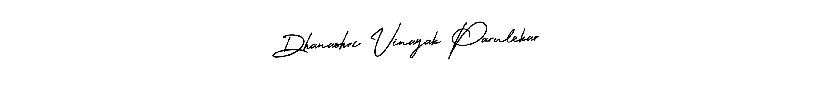 The best way (AmerikaSignatureDemo-Regular) to make a short signature is to pick only two or three words in your name. The name Dhanashri Vinayak Parulekar include a total of six letters. For converting this name. Dhanashri Vinayak Parulekar signature style 3 images and pictures png