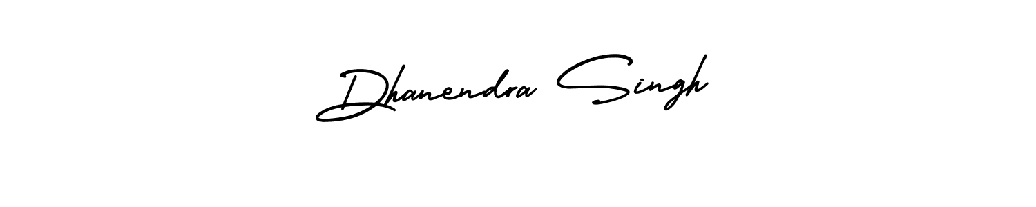 You should practise on your own different ways (AmerikaSignatureDemo-Regular) to write your name (Dhanendra Singh) in signature. don't let someone else do it for you. Dhanendra Singh signature style 3 images and pictures png