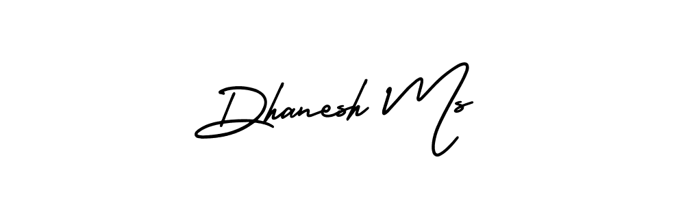 You should practise on your own different ways (AmerikaSignatureDemo-Regular) to write your name (Dhanesh Ms) in signature. don't let someone else do it for you. Dhanesh Ms signature style 3 images and pictures png