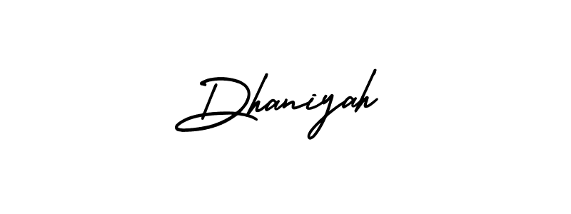 It looks lik you need a new signature style for name Dhaniyah. Design unique handwritten (AmerikaSignatureDemo-Regular) signature with our free signature maker in just a few clicks. Dhaniyah signature style 3 images and pictures png