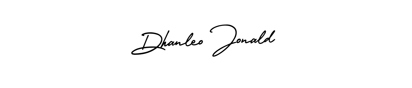 The best way (AmerikaSignatureDemo-Regular) to make a short signature is to pick only two or three words in your name. The name Dhanleo Jonald include a total of six letters. For converting this name. Dhanleo Jonald signature style 3 images and pictures png