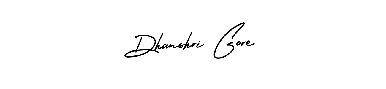 How to Draw Dhanshri Gore signature style? AmerikaSignatureDemo-Regular is a latest design signature styles for name Dhanshri Gore. Dhanshri Gore signature style 3 images and pictures png