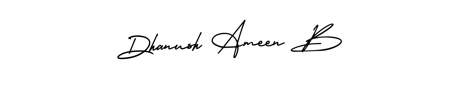 Design your own signature with our free online signature maker. With this signature software, you can create a handwritten (AmerikaSignatureDemo-Regular) signature for name Dhanush Ameen B. Dhanush Ameen B signature style 3 images and pictures png