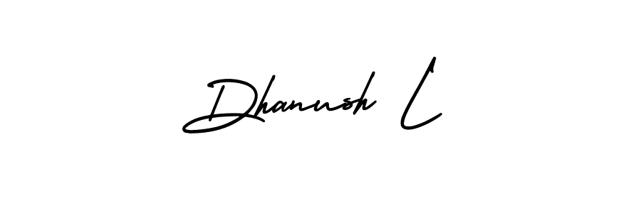 AmerikaSignatureDemo-Regular is a professional signature style that is perfect for those who want to add a touch of class to their signature. It is also a great choice for those who want to make their signature more unique. Get Dhanush L name to fancy signature for free. Dhanush L signature style 3 images and pictures png