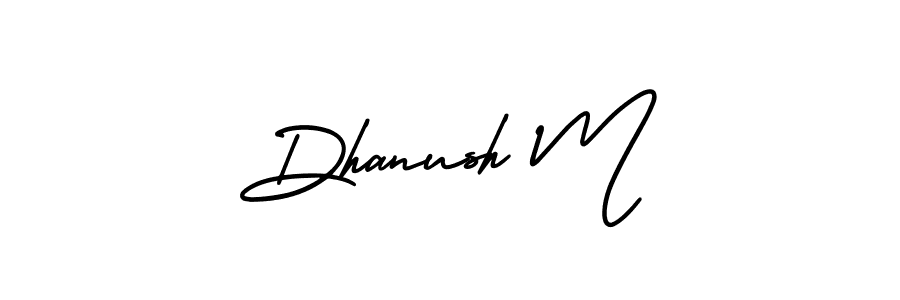 Use a signature maker to create a handwritten signature online. With this signature software, you can design (AmerikaSignatureDemo-Regular) your own signature for name Dhanush M. Dhanush M signature style 3 images and pictures png