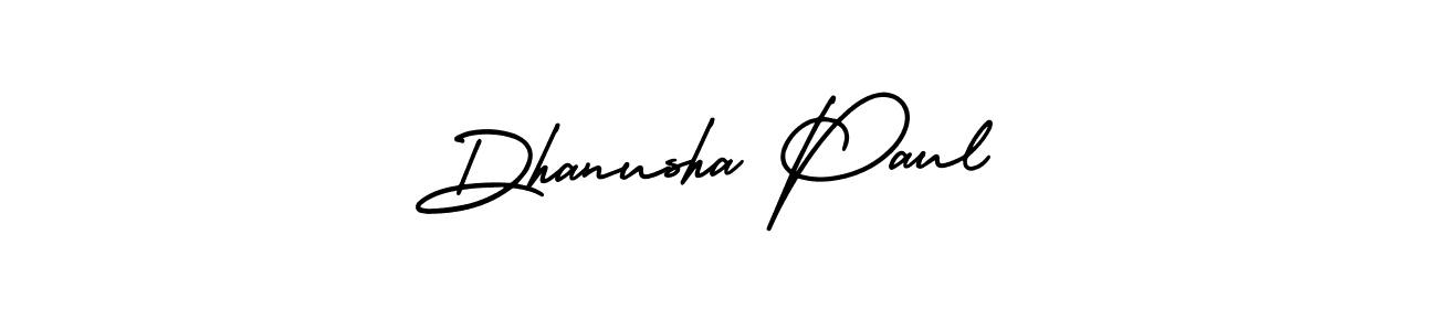 This is the best signature style for the Dhanusha Paul name. Also you like these signature font (AmerikaSignatureDemo-Regular). Mix name signature. Dhanusha Paul signature style 3 images and pictures png