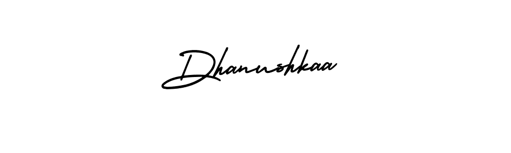 How to make Dhanushkaa signature? AmerikaSignatureDemo-Regular is a professional autograph style. Create handwritten signature for Dhanushkaa name. Dhanushkaa signature style 3 images and pictures png