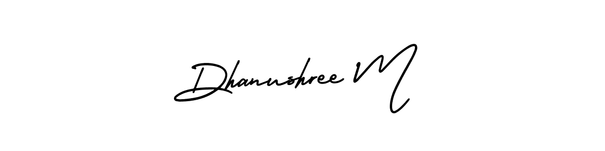 The best way (AmerikaSignatureDemo-Regular) to make a short signature is to pick only two or three words in your name. The name Dhanushree M include a total of six letters. For converting this name. Dhanushree M signature style 3 images and pictures png