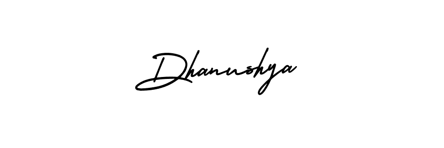 How to make Dhanushya name signature. Use AmerikaSignatureDemo-Regular style for creating short signs online. This is the latest handwritten sign. Dhanushya signature style 3 images and pictures png