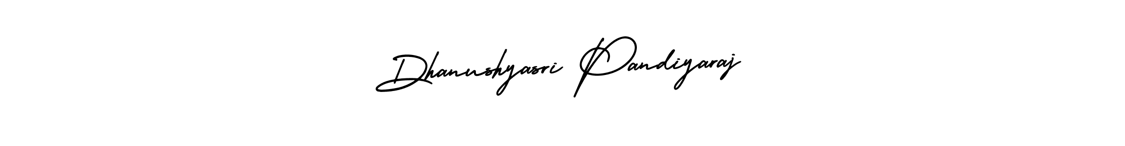 The best way (AmerikaSignatureDemo-Regular) to make a short signature is to pick only two or three words in your name. The name Dhanushyasri Pandiyaraj include a total of six letters. For converting this name. Dhanushyasri Pandiyaraj signature style 3 images and pictures png