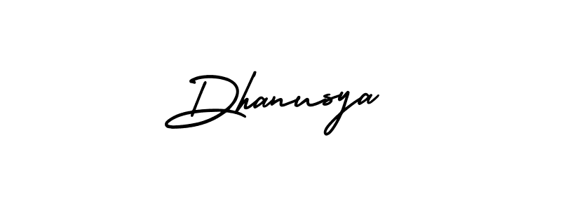 You should practise on your own different ways (AmerikaSignatureDemo-Regular) to write your name (Dhanusya) in signature. don't let someone else do it for you. Dhanusya signature style 3 images and pictures png