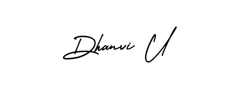 Similarly AmerikaSignatureDemo-Regular is the best handwritten signature design. Signature creator online .You can use it as an online autograph creator for name Dhanvi U. Dhanvi U signature style 3 images and pictures png