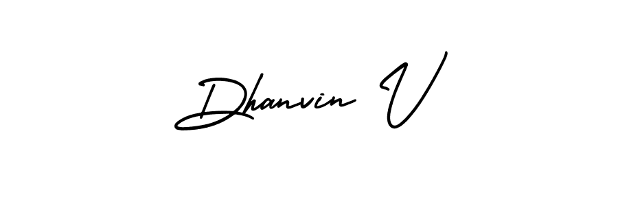 Dhanvin V stylish signature style. Best Handwritten Sign (AmerikaSignatureDemo-Regular) for my name. Handwritten Signature Collection Ideas for my name Dhanvin V. Dhanvin V signature style 3 images and pictures png