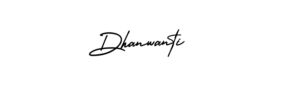 The best way (AmerikaSignatureDemo-Regular) to make a short signature is to pick only two or three words in your name. The name Dhanwanti include a total of six letters. For converting this name. Dhanwanti signature style 3 images and pictures png