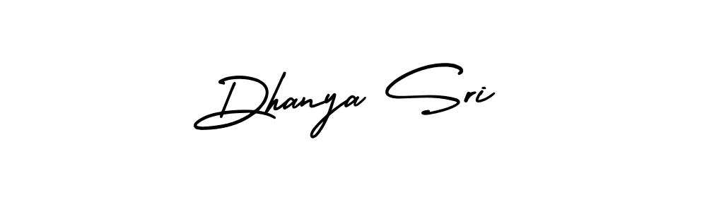 You should practise on your own different ways (AmerikaSignatureDemo-Regular) to write your name (Dhanya Sri) in signature. don't let someone else do it for you. Dhanya Sri signature style 3 images and pictures png