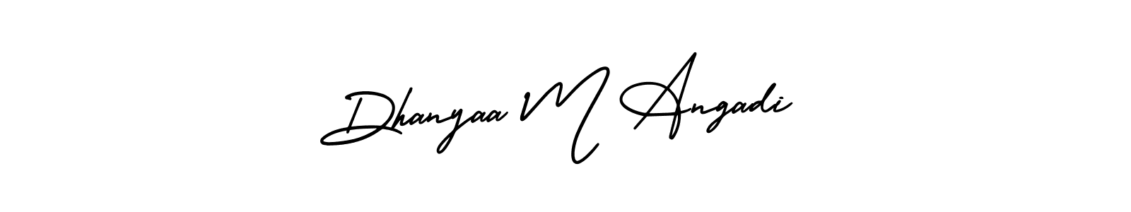 You can use this online signature creator to create a handwritten signature for the name Dhanyaa M Angadi. This is the best online autograph maker. Dhanyaa M Angadi signature style 3 images and pictures png