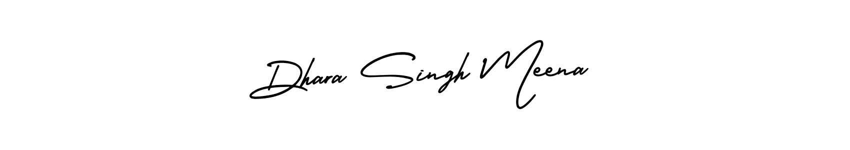 The best way (AmerikaSignatureDemo-Regular) to make a short signature is to pick only two or three words in your name. The name Dhara Singh Meena include a total of six letters. For converting this name. Dhara Singh Meena signature style 3 images and pictures png