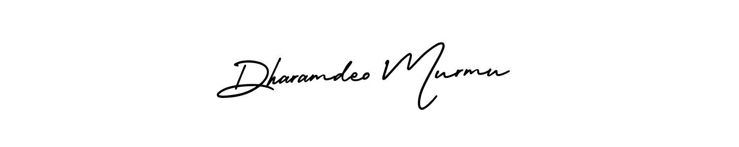 The best way (AmerikaSignatureDemo-Regular) to make a short signature is to pick only two or three words in your name. The name Dharamdeo Murmu include a total of six letters. For converting this name. Dharamdeo Murmu signature style 3 images and pictures png