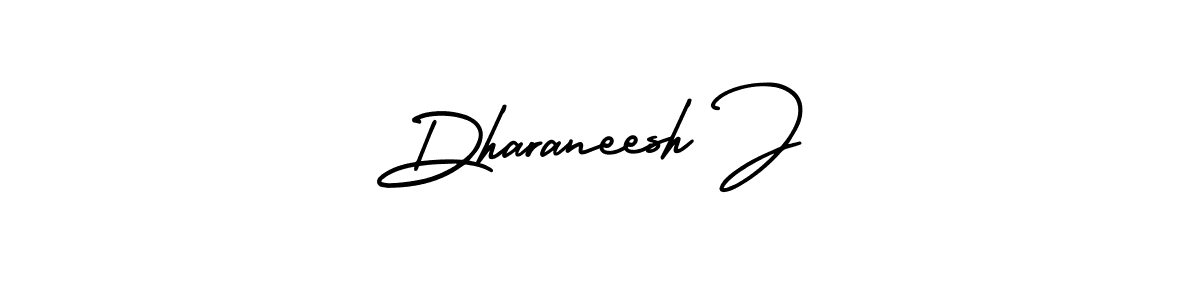 How to make Dharaneesh J name signature. Use AmerikaSignatureDemo-Regular style for creating short signs online. This is the latest handwritten sign. Dharaneesh J signature style 3 images and pictures png