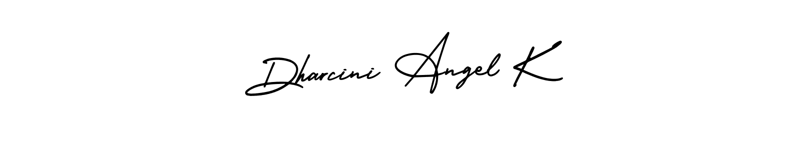 This is the best signature style for the Dharcini Angel K name. Also you like these signature font (AmerikaSignatureDemo-Regular). Mix name signature. Dharcini Angel K signature style 3 images and pictures png