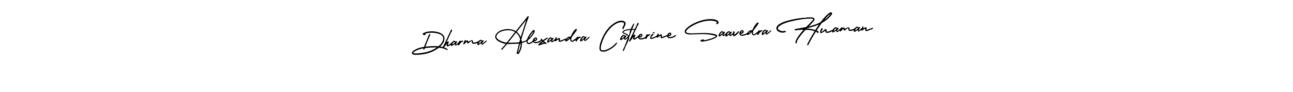 The best way (AmerikaSignatureDemo-Regular) to make a short signature is to pick only two or three words in your name. The name Dharma Alexandra Catherine Saavedra Huaman include a total of six letters. For converting this name. Dharma Alexandra Catherine Saavedra Huaman signature style 3 images and pictures png