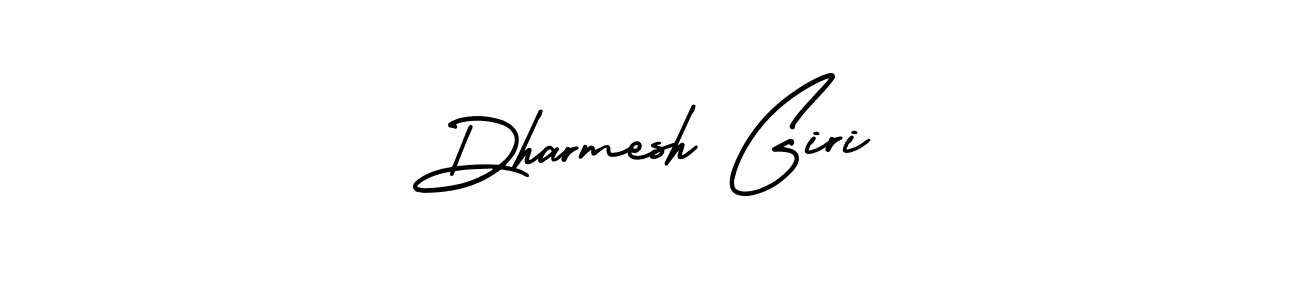 The best way (AmerikaSignatureDemo-Regular) to make a short signature is to pick only two or three words in your name. The name Dharmesh Giri include a total of six letters. For converting this name. Dharmesh Giri signature style 3 images and pictures png