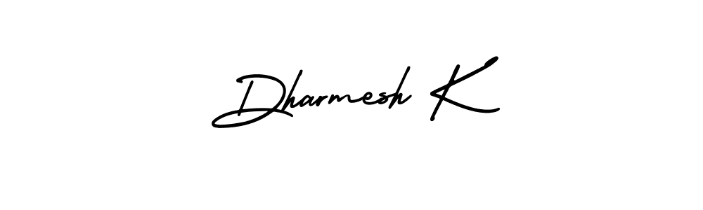 How to Draw Dharmesh K signature style? AmerikaSignatureDemo-Regular is a latest design signature styles for name Dharmesh K. Dharmesh K signature style 3 images and pictures png