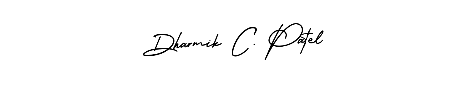 The best way (AmerikaSignatureDemo-Regular) to make a short signature is to pick only two or three words in your name. The name Dharmik C. Patel include a total of six letters. For converting this name. Dharmik C. Patel signature style 3 images and pictures png