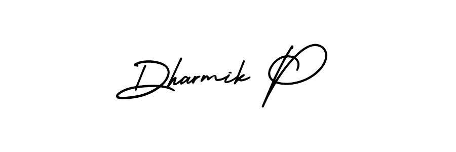 It looks lik you need a new signature style for name Dharmik P. Design unique handwritten (AmerikaSignatureDemo-Regular) signature with our free signature maker in just a few clicks. Dharmik P signature style 3 images and pictures png