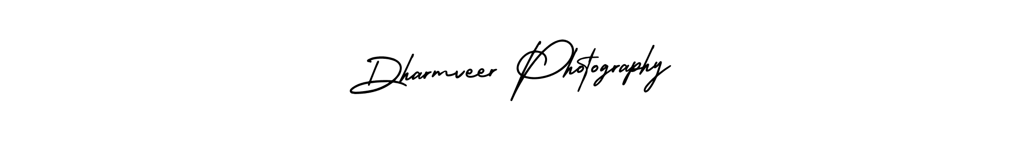 You should practise on your own different ways (AmerikaSignatureDemo-Regular) to write your name (Dharmveer Photography) in signature. don't let someone else do it for you. Dharmveer Photography signature style 3 images and pictures png