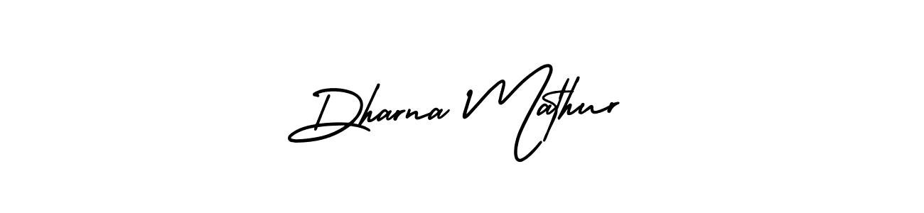 The best way (AmerikaSignatureDemo-Regular) to make a short signature is to pick only two or three words in your name. The name Dharna Mathur include a total of six letters. For converting this name. Dharna Mathur signature style 3 images and pictures png